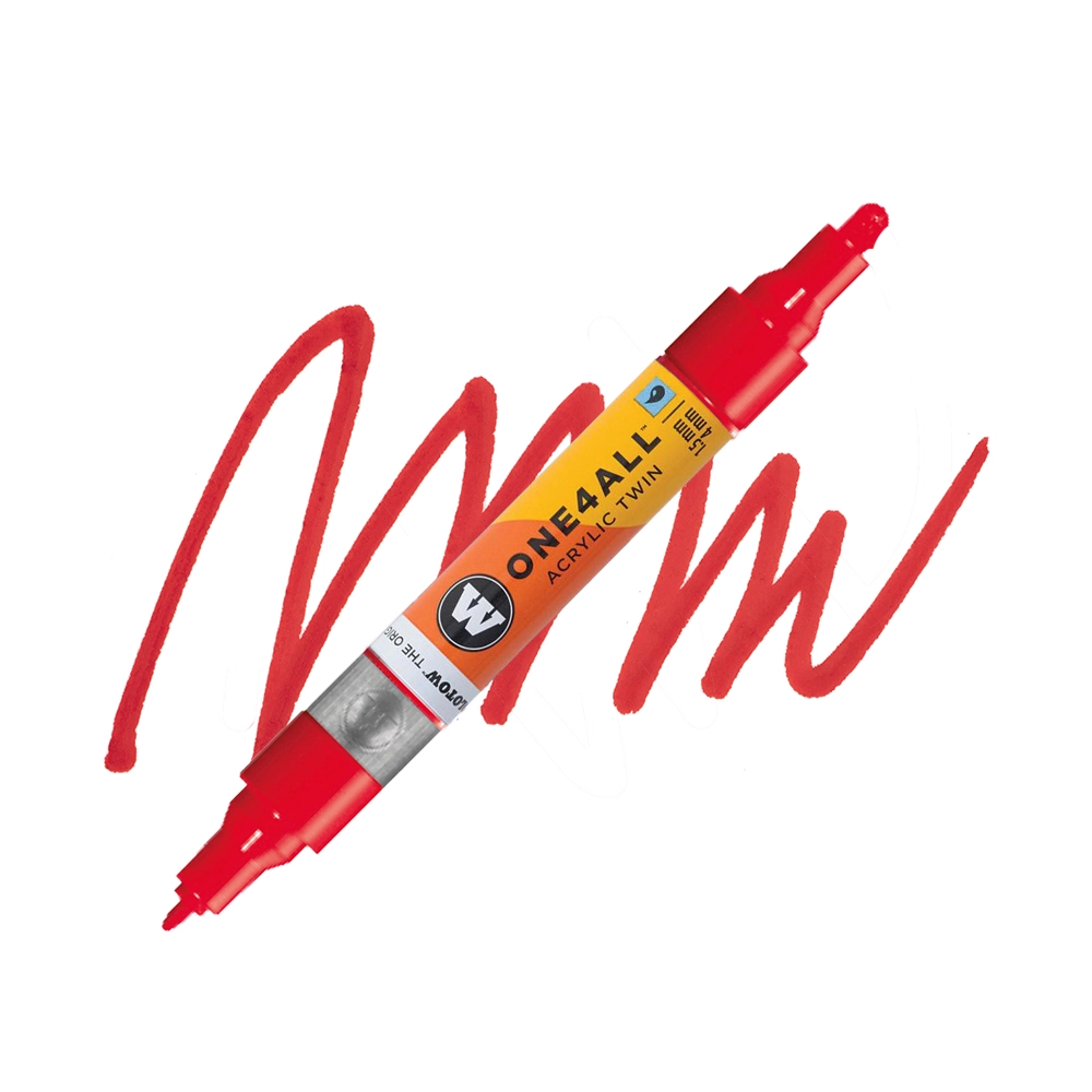 Molotow ONE4ALL Acryl Twin двустранен акрилен маркер, 1,5 + 4 мм, MAD C Cherry Red